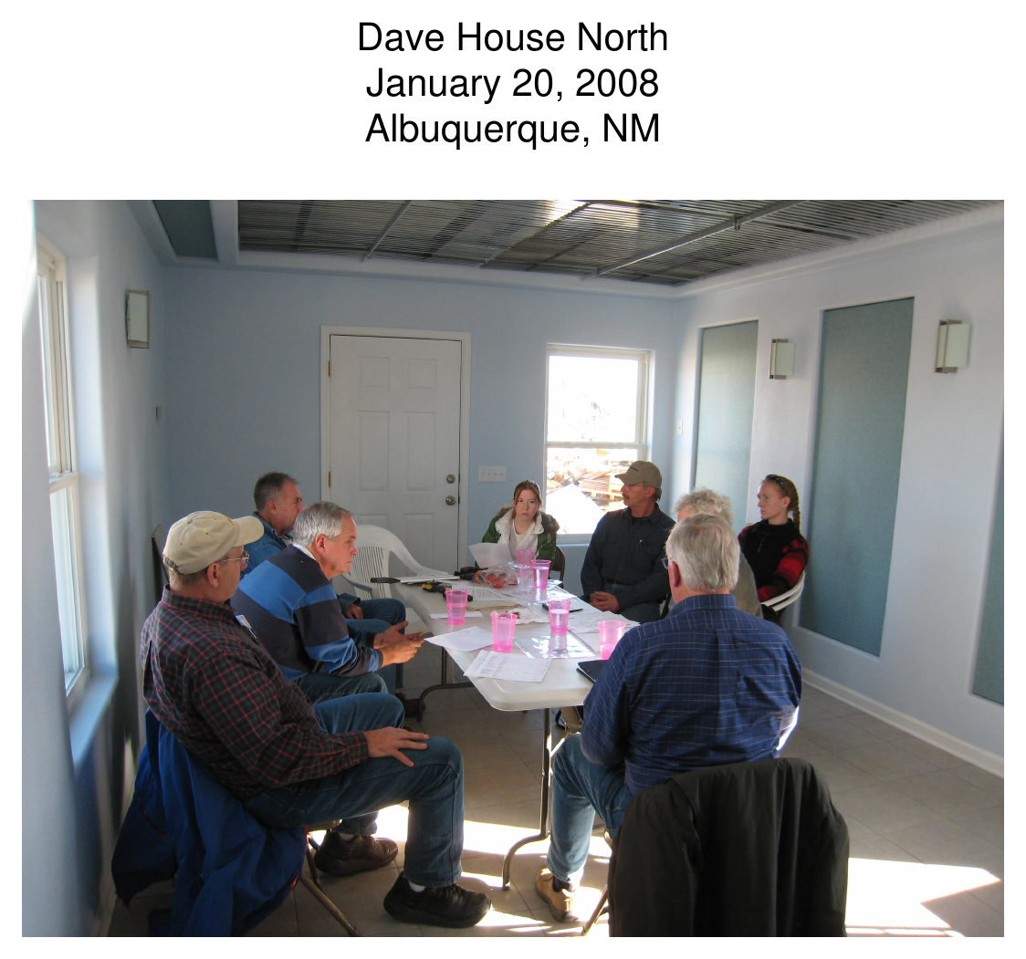 Interior photograph of people seated around a table inside Dave House North, January 20, 2008, Albuquerque, NM