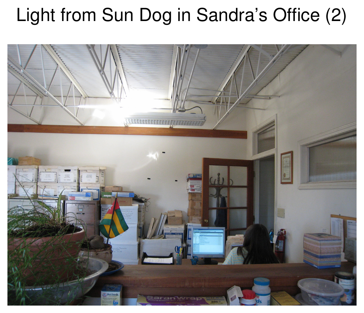 Second interior office photograph showing daylight distributed across Sandra's office by the Sun Dog