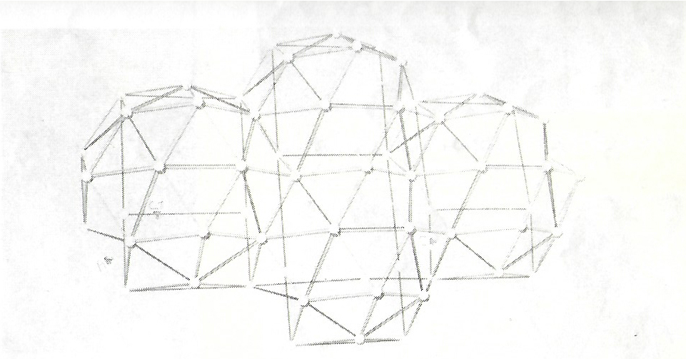 Figure 50: Fourth zome added - fused to two side zomes through skew hexagon - fused to front zome through vertical section.
